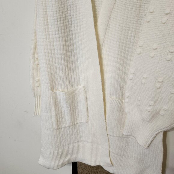 Terra Sky Popcorn Stitch Open Duster, Cream,  NWT - Picture 9 of 12